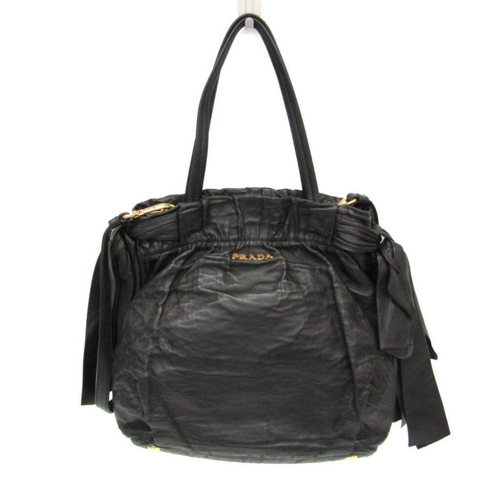 PRADA Black Leather Shoulder Bag